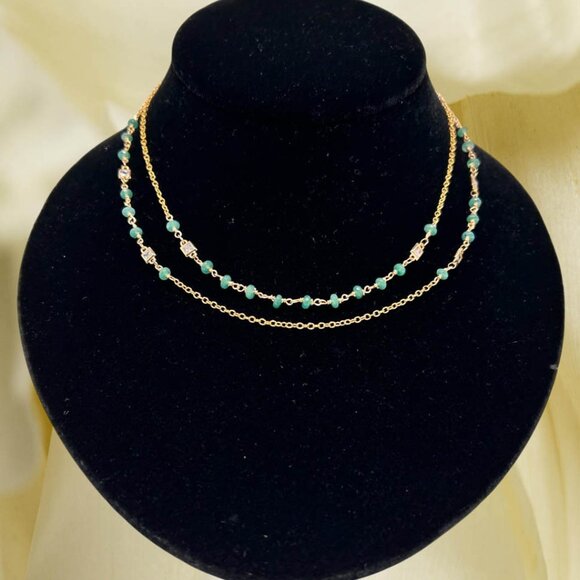 Two Strands Green Peridot Necklace - Picture 2 of 3